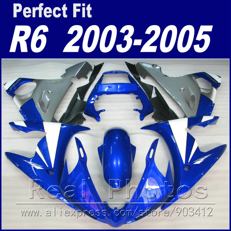 Новый комплект обтекателей для кузова YAMAHA R6 2003 2004 2005 синий серый черный подходит