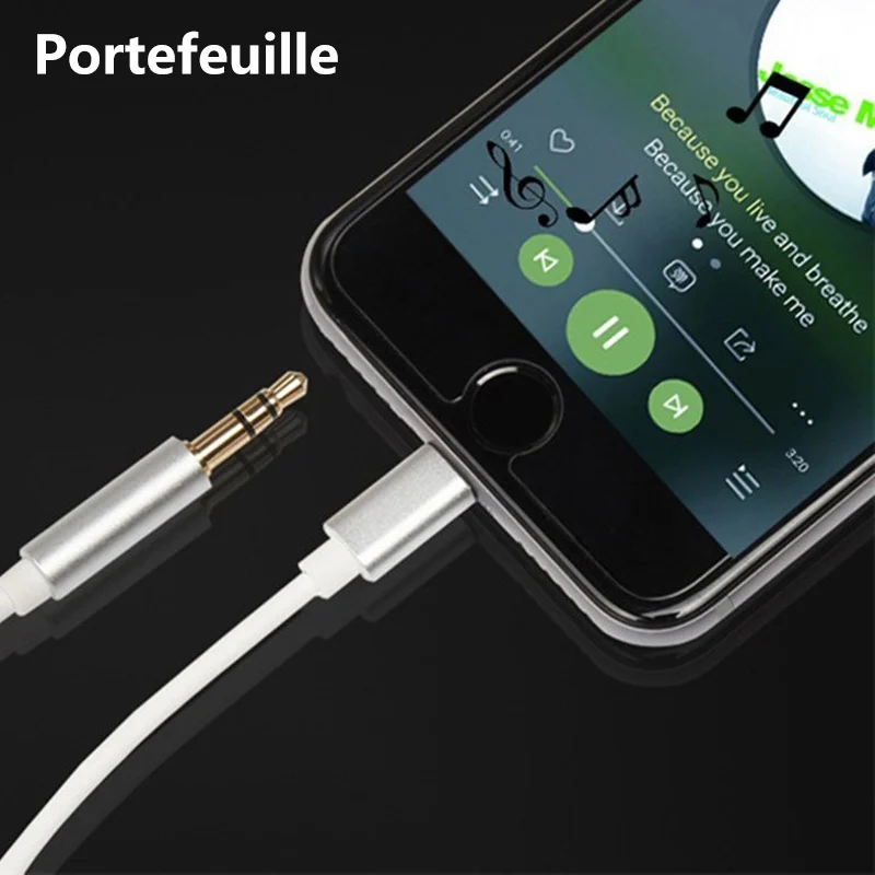 Portefeuille 3 5 мм Мужской Aux стерео аудио золотой шнур кабель для Apple iPhone 8X7 Plus 6 6S