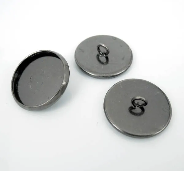 gunmetal black tone 8 мм-25 мм круглые стеклянные полимерные кабошоны базовые заготовки гладкий ободок кнопки петли обратно для мягкой ткани и вязаные куклы DIY Результаты - Цвет: gunmetal black tone