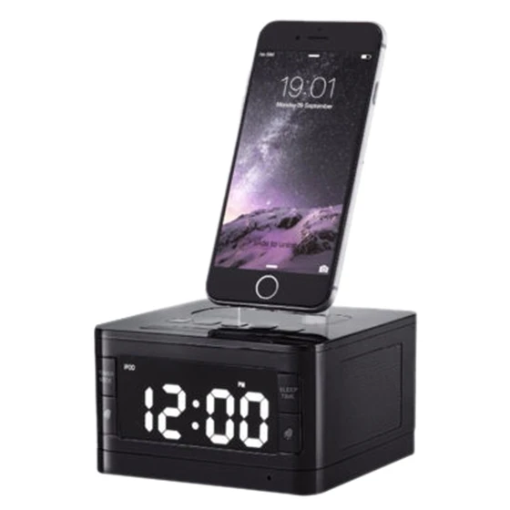 Lcd Bluetooth динамик будильник док-станция fm-радио плеер AUX пульт дистанционного управления для iPhone 6S, белый