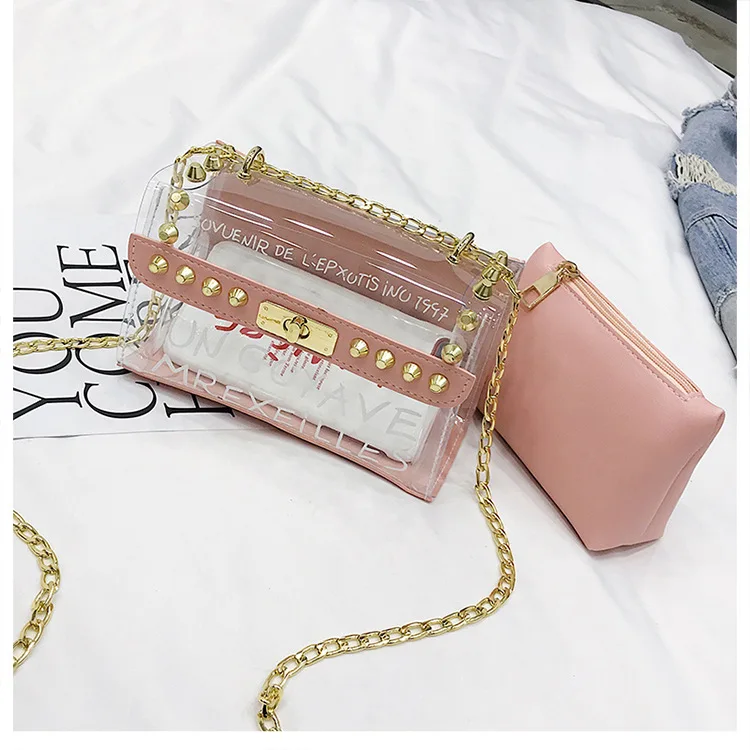 Модная женская брендовая маленькая квадратная прозрачная сумка на плечо из