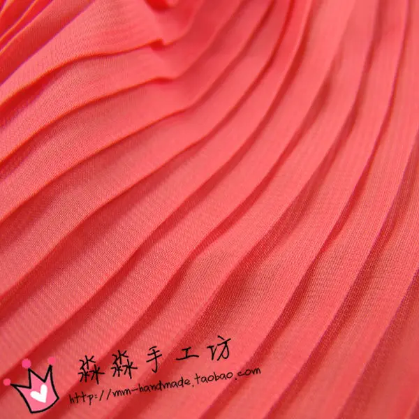 1psc 2016 новая ткань оранжево красный плиссе в гармошку шифоновая блузка и юбка