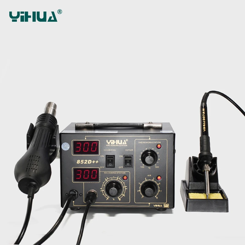 Фото YIHUA 852D + SMD цифровая воздушная паяльная станция Мобильный телефон фена для припоя YIHUA 852D + SMD цифровая воздушная паяльная станция Мобильный телефон фена для припоя