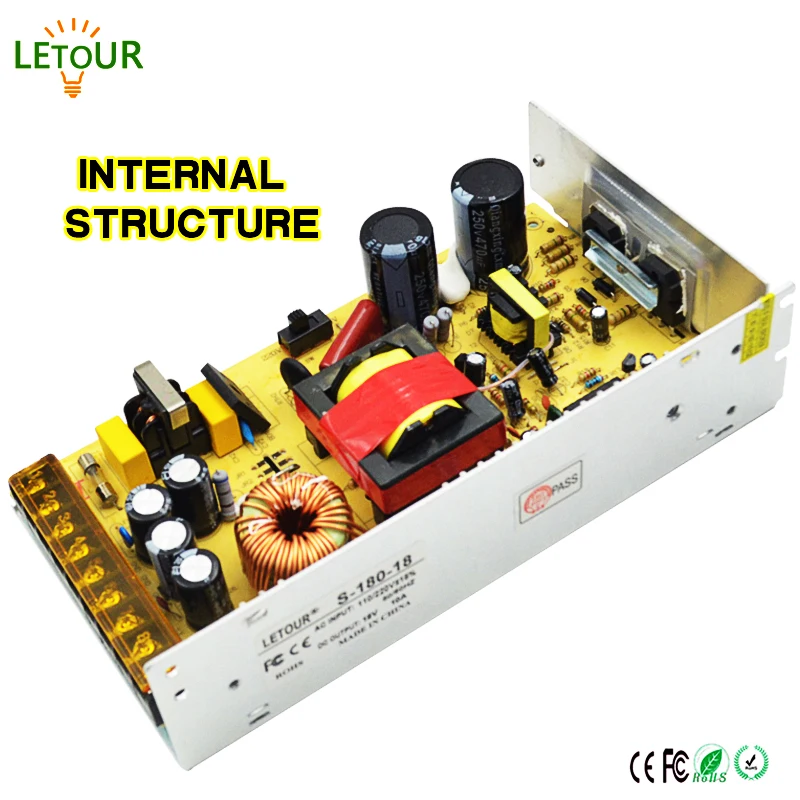 18V10A DC Питание Двигатель адаптер AC110V-220V трансформатор 18 В 180 Вт светодиодный