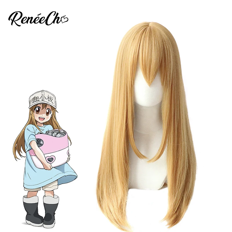 

Reneecho Hataraku Saibou Cells At Work Plateletplay Wig Cosplay Brown Long Hair Anime Cosplay synthetic wig with bangs