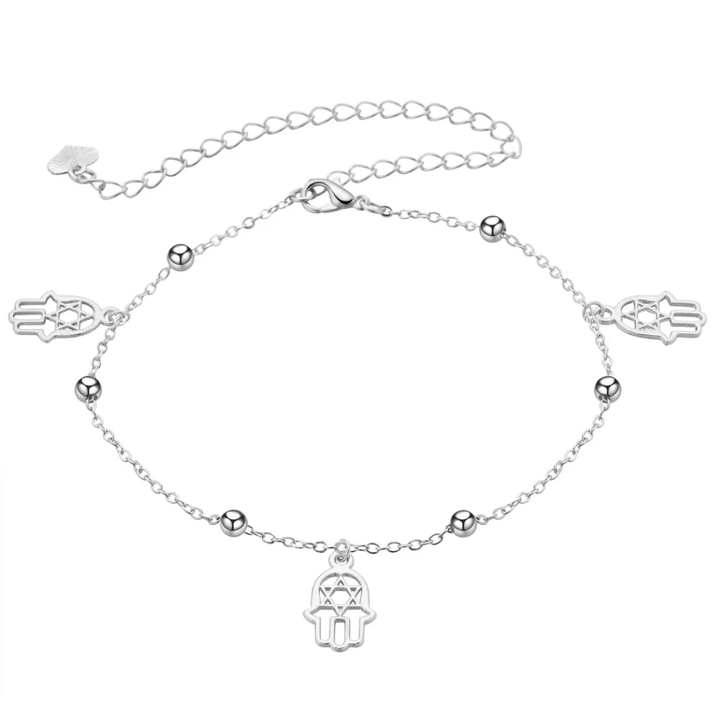 Браслет на ногу QIAMNI сексуальные бусы Fatima Hamsa Женский летняя пляжная бижутерия со