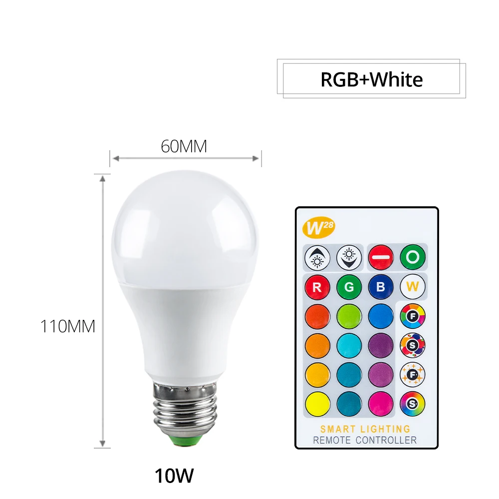 E27 RGBW RGBWW Светодиодная лампа AC 85 265V диммер Волшебная праздничный свет 10W Luces