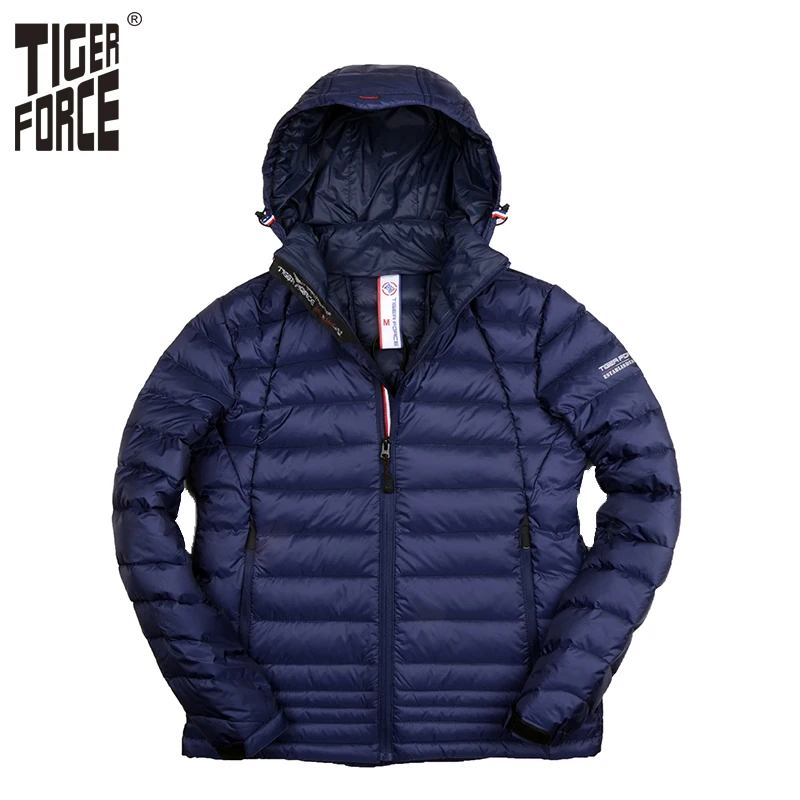 TIGER FORCE 2017 Мужский Пуховик 90% Белая Утка Пух Зимой Пуховое Пальто Зимняя Куртка