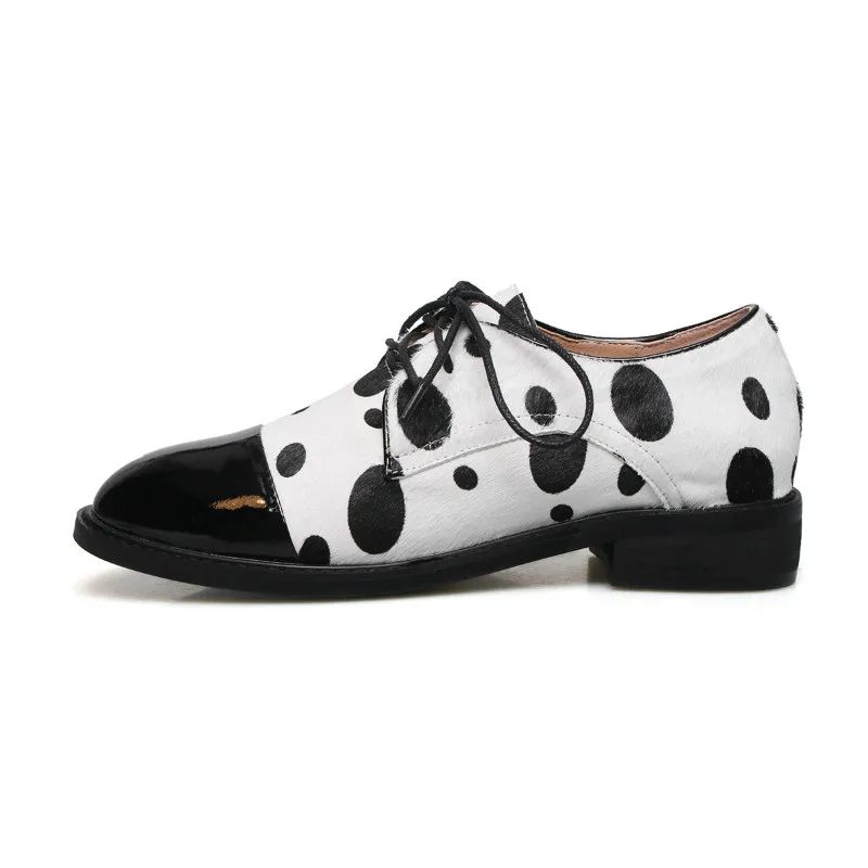 white with shoe box Женская обувь из натуральной кожи на плоской подошве; коллекция года; сезон весна; Повседневная обувь; большие размеры 33-42; Туфли-оксфорды; женская обувь на плоской подошве с принтом конского волоса и обувной коробкой - Цвет: white with shoe box