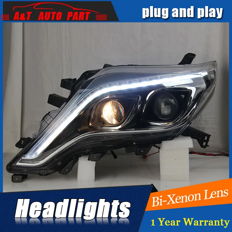 

front light 2014-2017 For toyota prado xenon headlights car styling bi xenon lens for prado LED DRL head lamps xenon H7 light