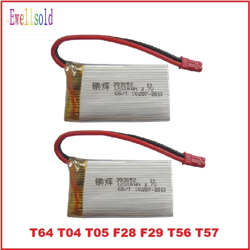 

Ewellsold 2pc 3.7V 1200mah Li-polymer battery for T64/T04/T05/F28/F29 R/C Helicopter /rc drone