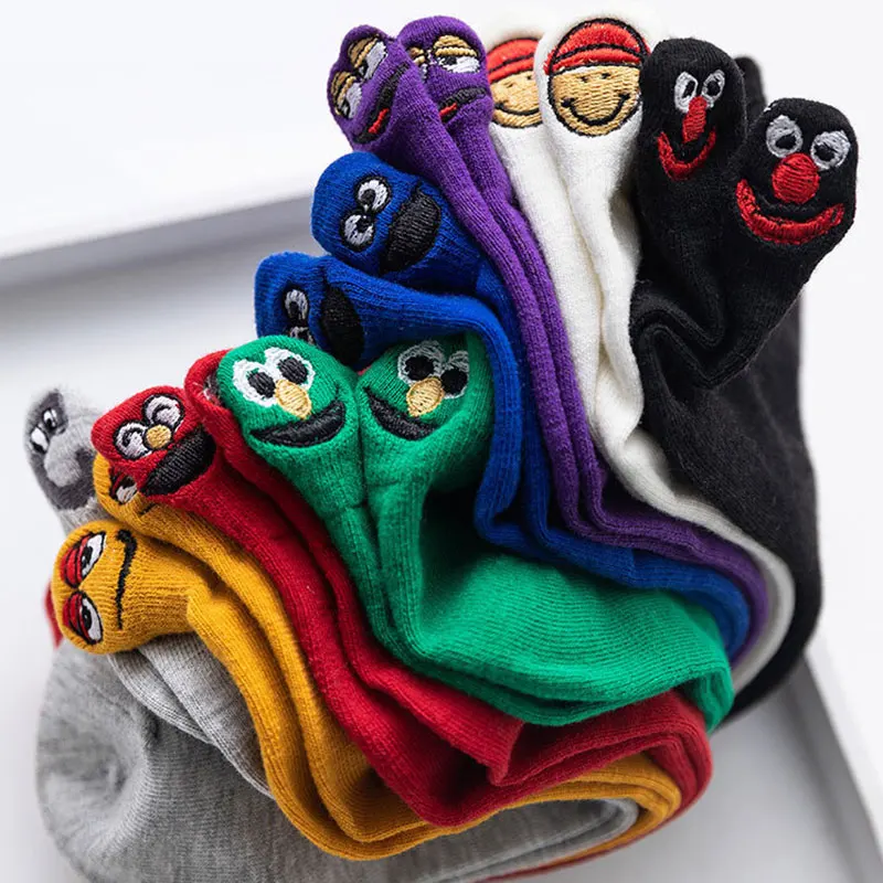 Женские носки Kawaii с вышивкой и надписью Happy Fashion забавные носочки Короткие