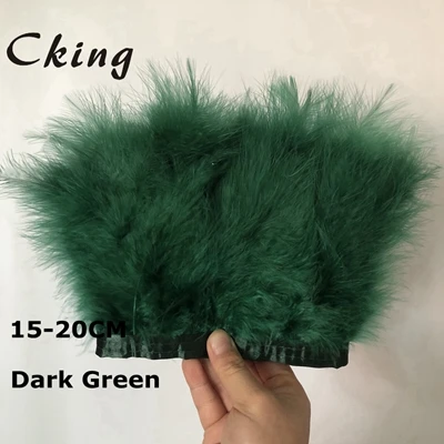 dark green 10 метров в длину 15-20 см индейка перья марабу отделка шитье цветные мухи завязывание перо для продажи ремесло украшения центральные украшения свадьбы - Цвет: dark green
