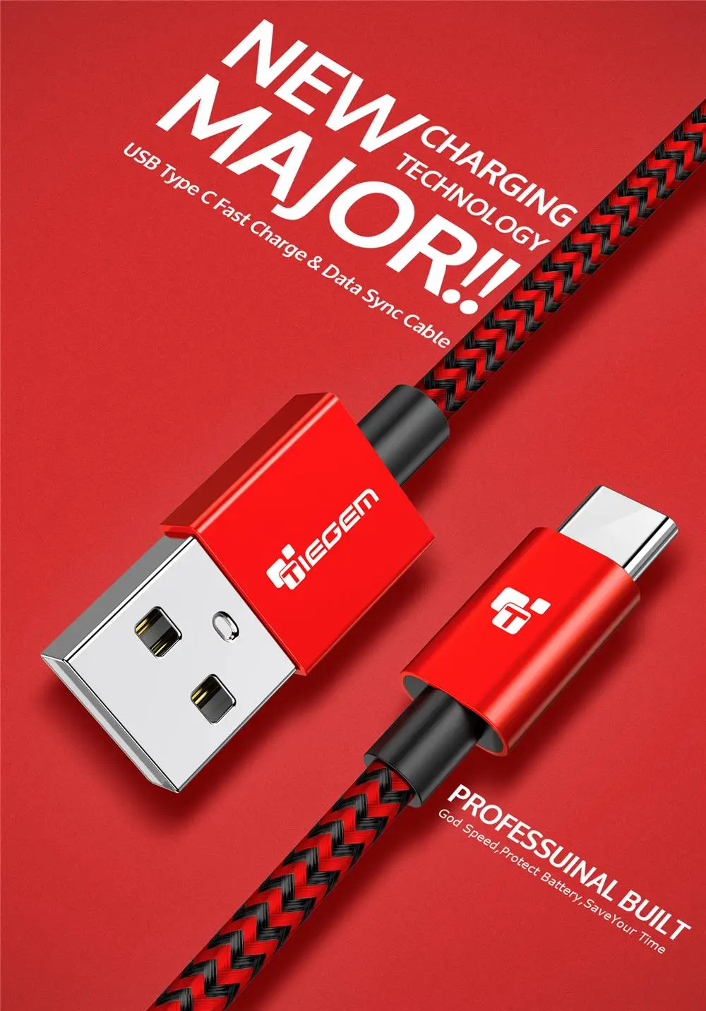 TIEGEM usb type C 3,1 кабель нейлоновый кабель передачи данных для быстрой зарядки usb type-C кабель зарядного устройства для Nexus 5X6 P OnePlus 2 ZUK Z1 Z2 USB-C