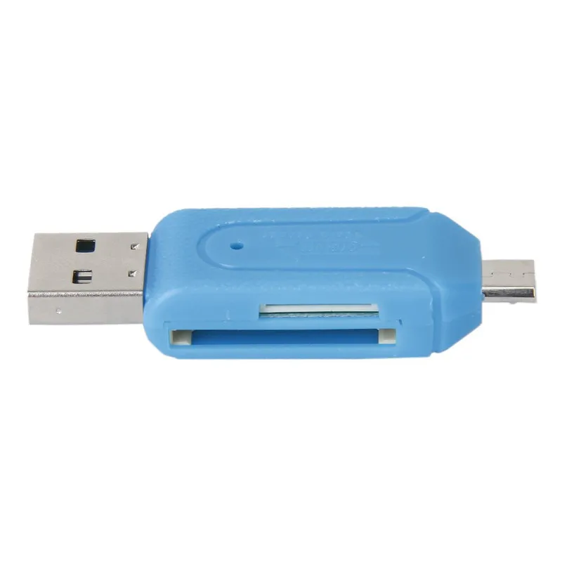 5 Colors Micro USB Card Reader 2 In 1 USB OTG Adapter Universal Micro USB TF SD Card Reader Random Color Phone Extension Headers