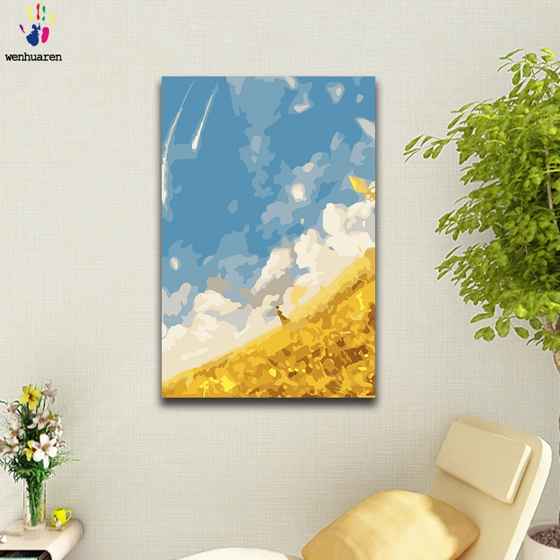DIY Раскраска по номерам небо в аниме картины с комплектом 40x50 рамке | Дом и сад