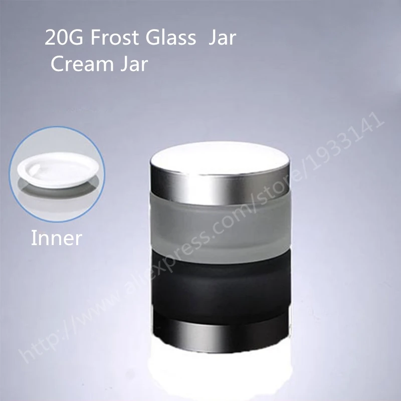 

Hot sale - 100pcs/lot 20g frosted glass jar with silver lid, 20cc empty cream bottle, glass container,cosmetic packaging