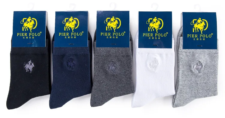 Подарок Носки сахарной ваты для Для мужчин платье Pier Polo Высококачественная брендовая одежда Носки, цвет: черный, серый, белый, Бизнес вышивка Для Мужчин's Носки поло meais