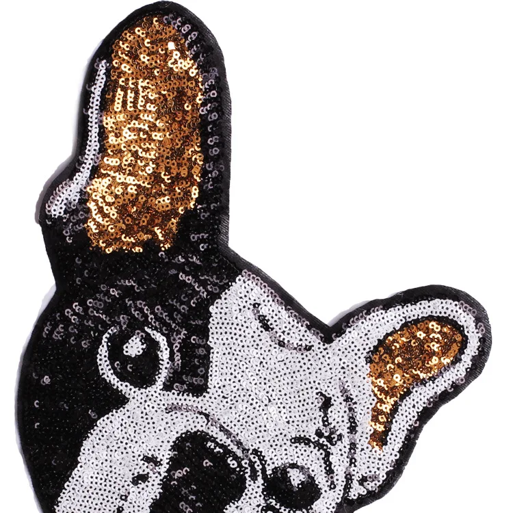 GUGUTREE большой заплата с пайетками нашивки вышивкой Большой в виде собак