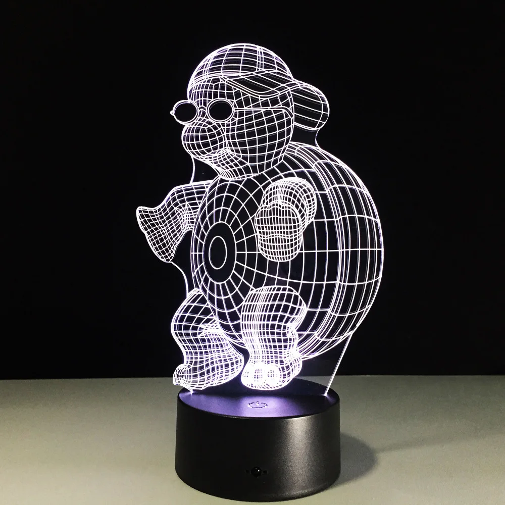 Крутая морская черепаха 3D светодиодный Ночной светильник 7 цветов меняющий цвет