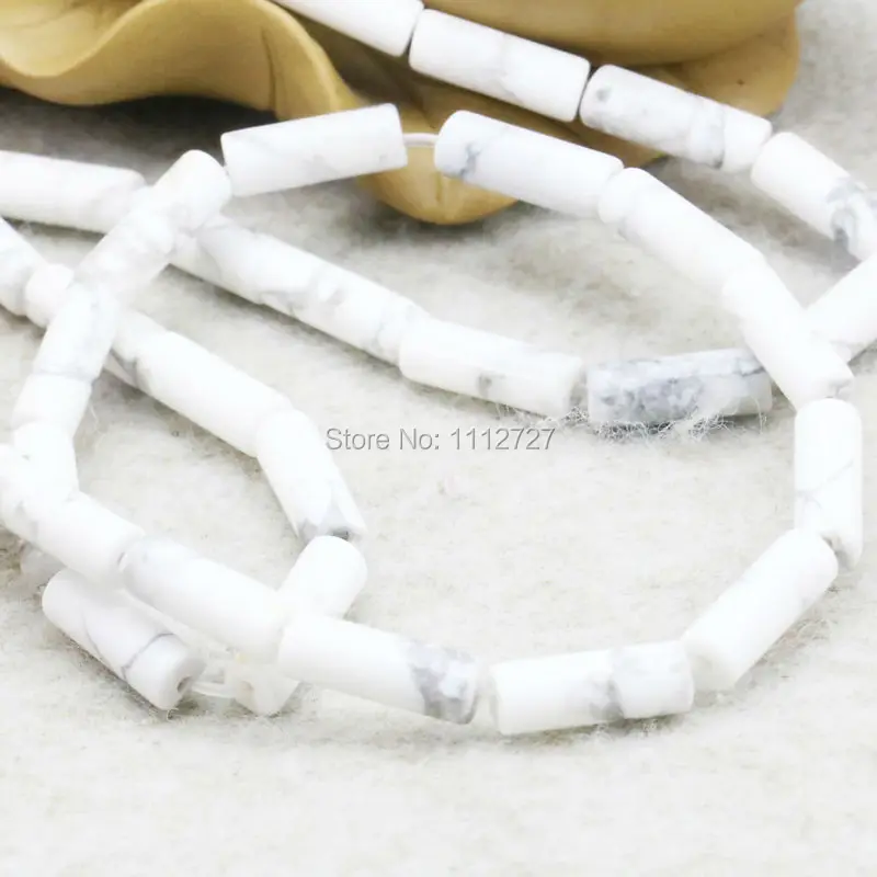 

Accessory Crafts White Turkey Howlite Chalcedony Loose DIY Beads Stone Fitting Female Tube New Jewelry Making 15inch 5X14mm Gift