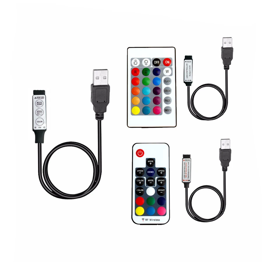 USB RGB Светодиодная лента 5 12 24 В RGBw IR RF пульт дистанционного управления в световая