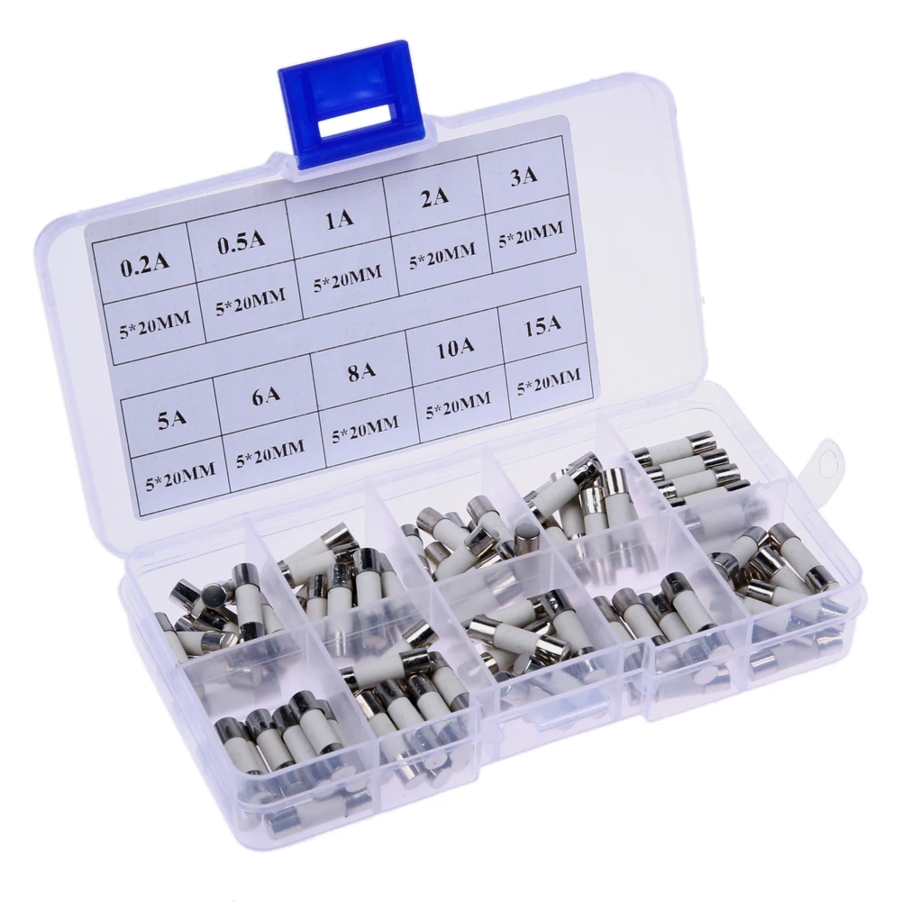 Высококачественные белые керамические Предохранители для автомобилей 100 шт. 5x20