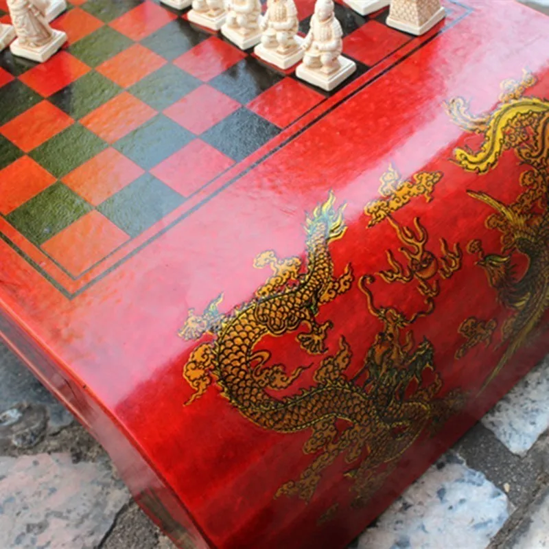 Антикварные шахматы трубы терракотовые воины деревянный журнальный столик