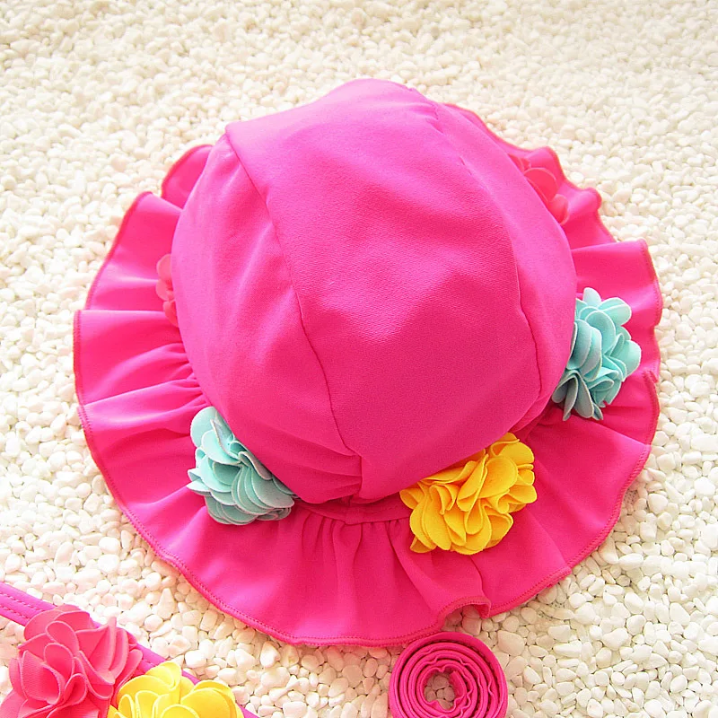 Fghgf 2018 Swim Pool Flower Swimming Cap Hat For Girls Baby Kids Bathing Caps Splice Ear Protection Pink Swimwear | Спорт и
