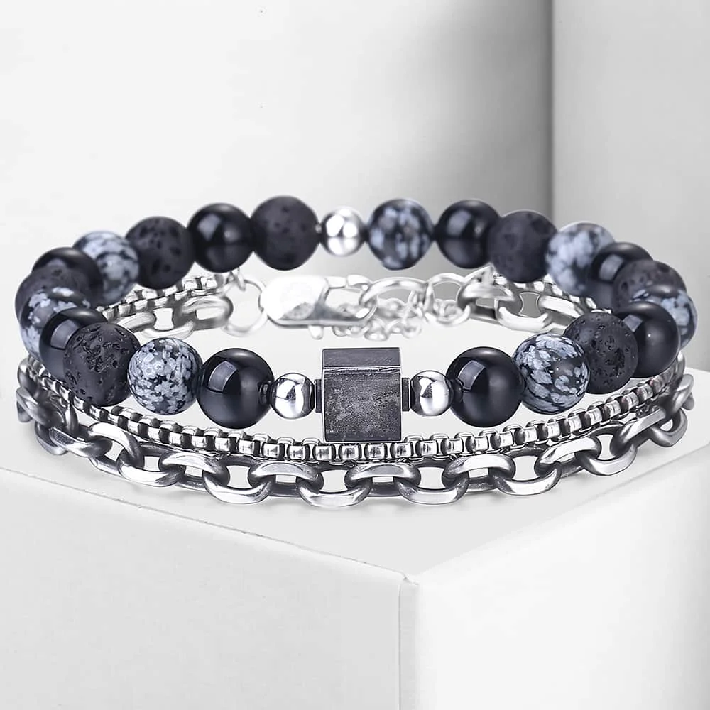 2 шт./компл. Уникальный многослойный браслет цепочка из нержавеющей стали с