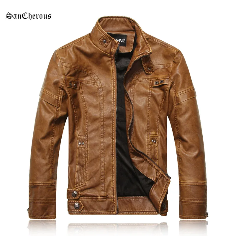 2017 модные однотонные мотоциклетные кожаные куртки для мужчин Jaqueta De Couro Masculina