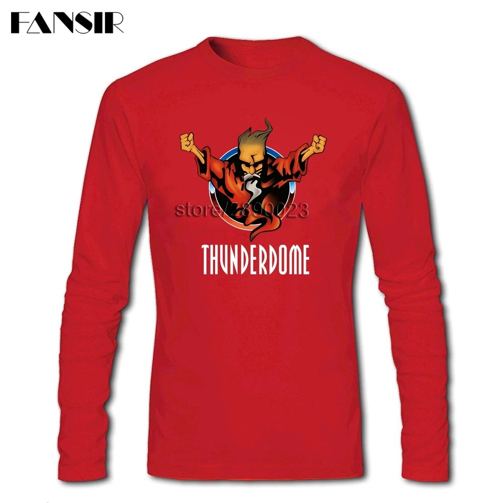 Мужская футболка с круглым вырезом с длинным рукавом из хлопка Thunderdome Music высокое качество футболка для мужчин