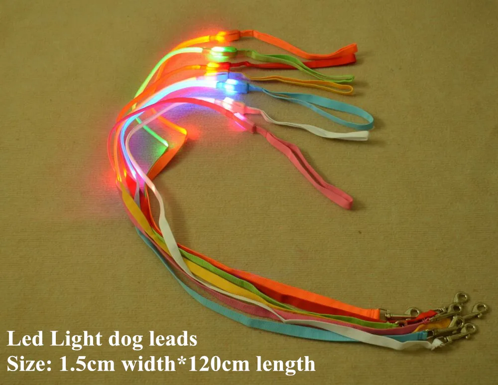 D43 1 5 см ширина поводки для питомцев собак/w led light Pull strap pet Drawstring leds маленьких собак