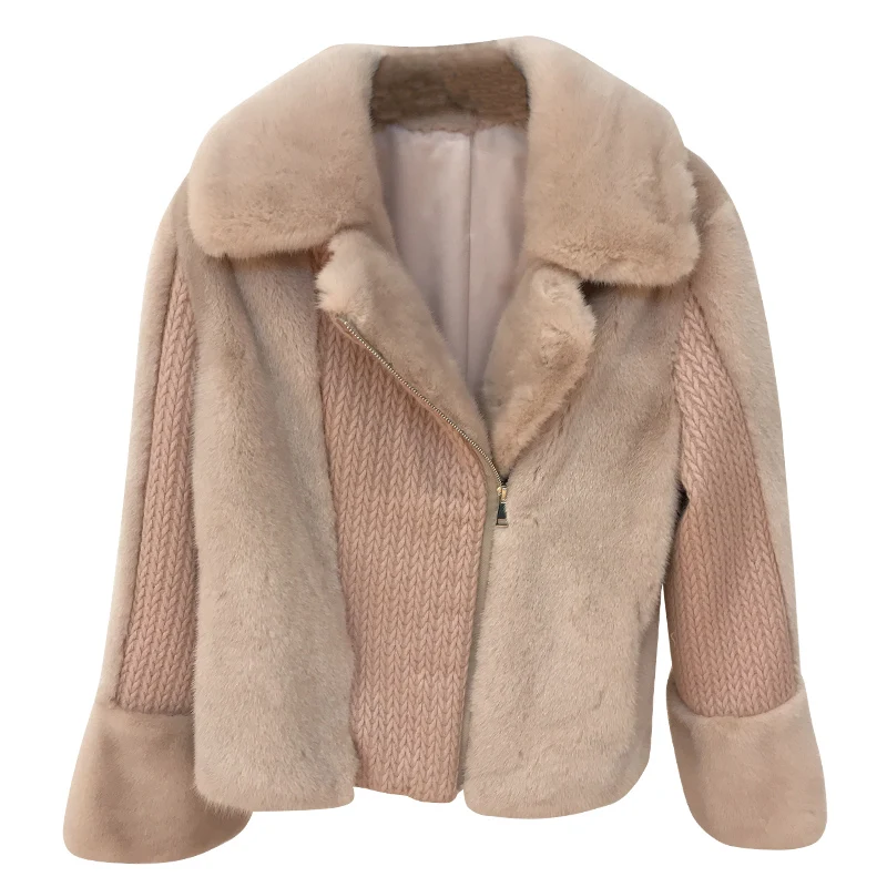 Зимняя куртка женская брендовая 2019 натуральная норка шуба отложной воротник