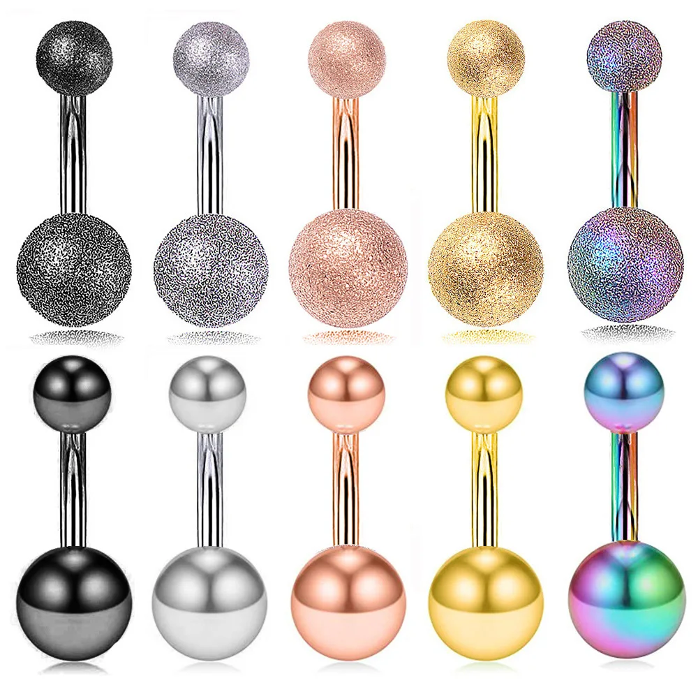 10 шт. хирургическая сталь двойная Мяч Пупок колец анодированный покрытием Цвет