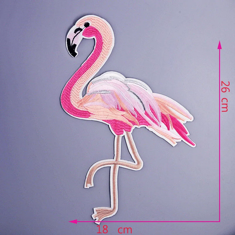 Большой розовый Фламинго красивый красочный вышитый Утюг на заплатках одежда в