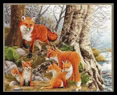 Набор для вышивки крестом набор рукоделия 14CT 16CT 18CT Fox family|cross stitch|diy cross stitchset for