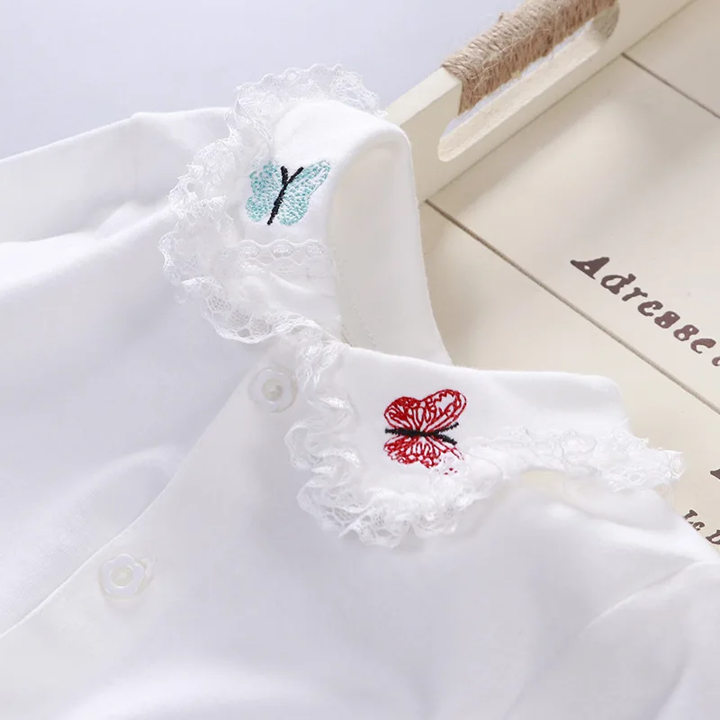 Рубашка с вышивкой для девочек на осень 2019 детское хлопковое пальто однотонные