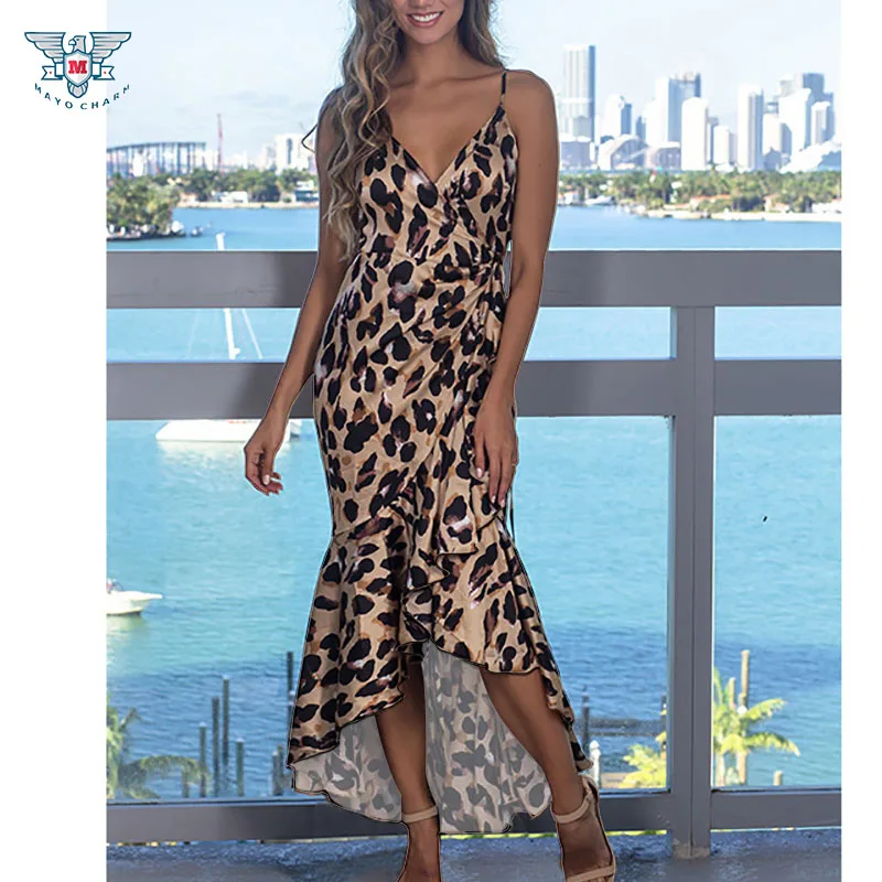 Womens Elegant Dresses Sexy Bodycon Dress Robe Longue Leopard Print Night Party Vestidos Summer Clothes For Women Jurken | Женская