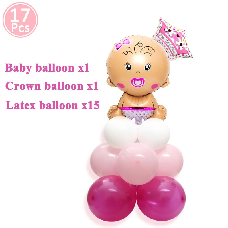 Душа ребенка партия шары украшения его для девочек и мальчиков BabyShower материалы о маленьких Пол выявить большой Baby Соска 1st на день рождения - Цвет: 17pcs girl set 1