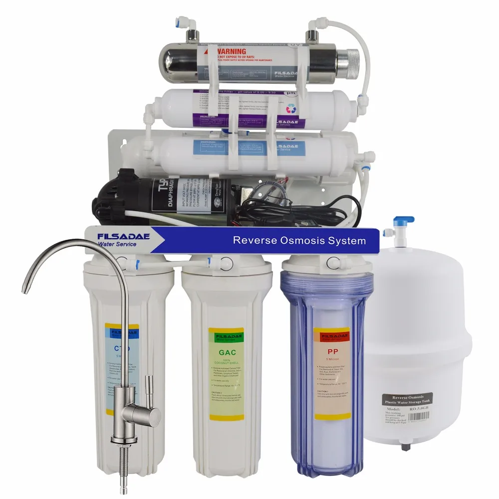 

Under Sink 7-Stage Alkaline Ultraviolet Reverse Osmosis Water Filtration System,Alkaline Purifier with 6W UV Sterilizer - 75GPD