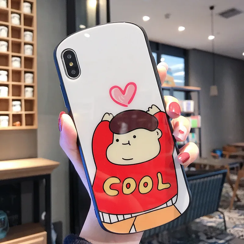 Роскошный стеклянный чехол для телефона Iphone Xr 8 Plus 7 Xs Cute Pig Printing Capa plus Max роскошное