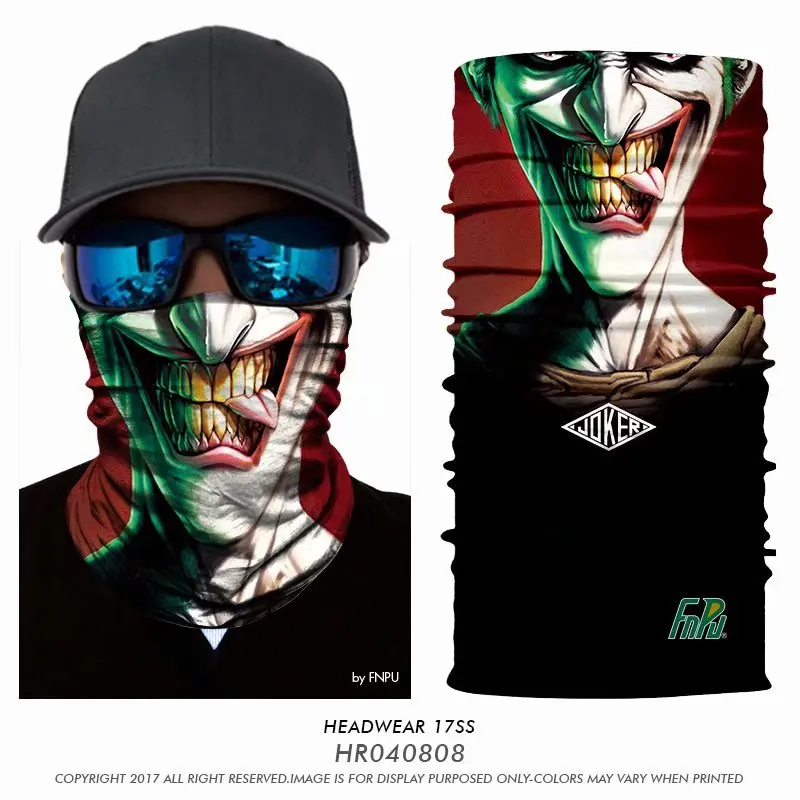 Бесшовная 3D маска шутник пестрый Джокер клоун на Хэллоуин для лица бега