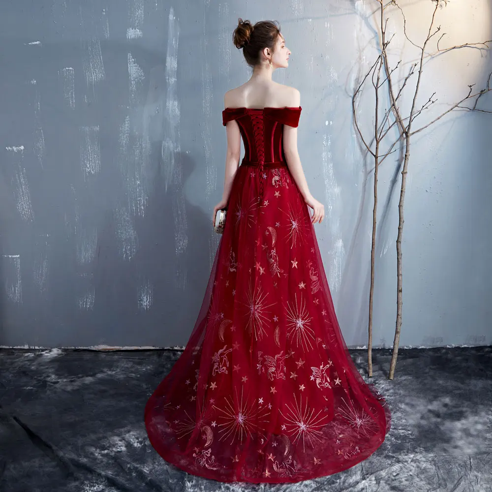 FADISTEE Новое поступление Вечерние Элегантные Выпускные платья Vestido de Festa платье De Soiree маленькие звезды Луна шаблон развертки поезд
