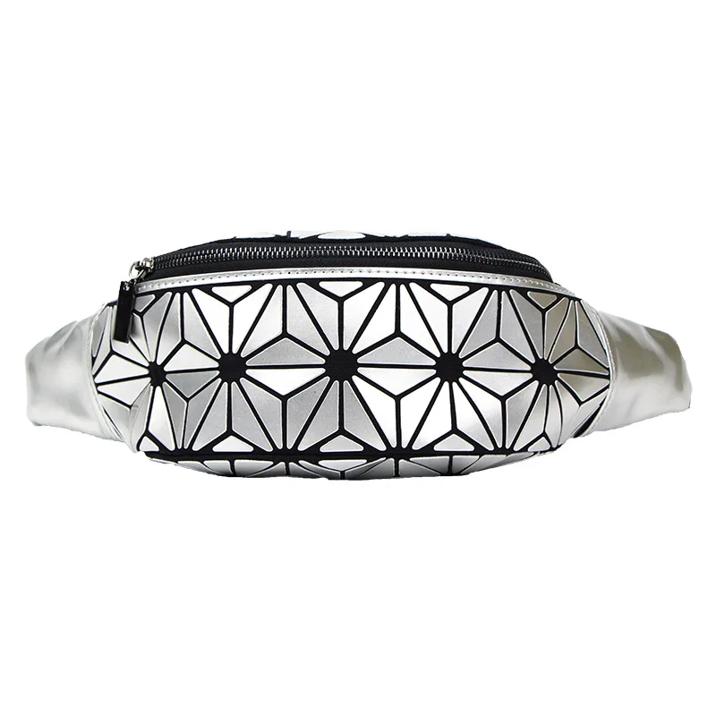 Поясная сумка светящаяся женская из искусственной кожи с геометрическим узором