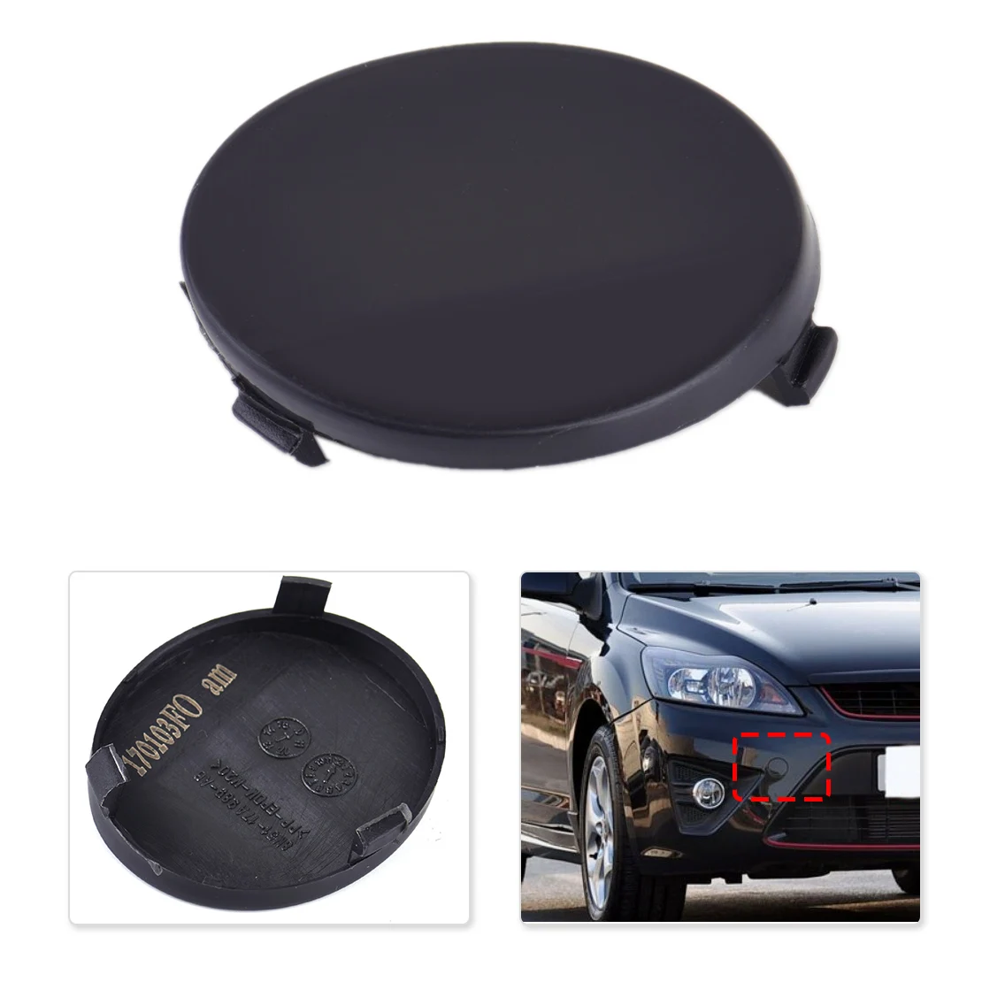 

DWCX New Car Black Plastic Front Bumper Tow Hook Cover Cap 8M51-17A989-AB 8M5117A989AB for Ford Focus II 4 door 2009 2010 2011