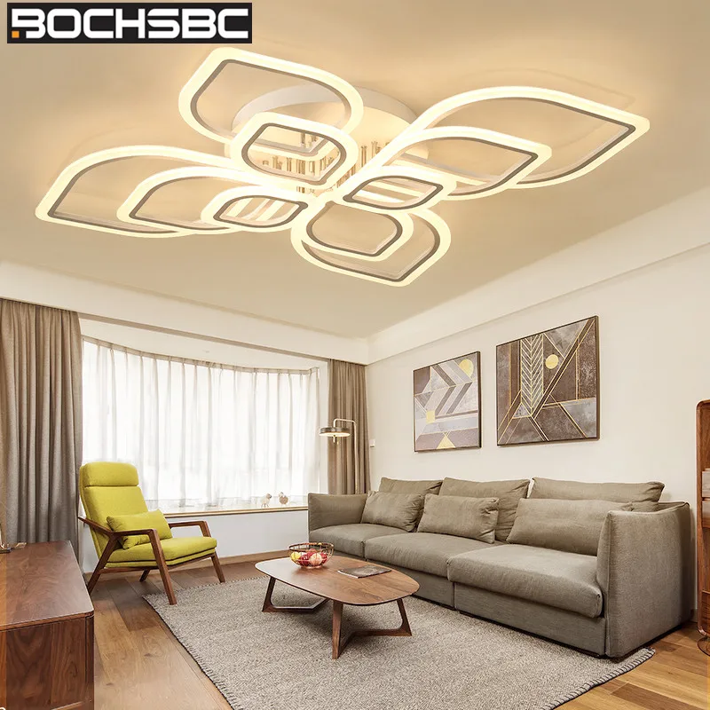 

BOCHSBC 2/4/6/8/10 Ring Led Chandelier for Bedroom Living Room Dining Room Acrylic Lampshade Ceiling Chandelier Lighting Fixture