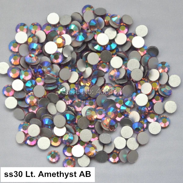 

Free Shipping! 288pcs/Lot, ss30 (6.3-6.5mm) Light Amethyst AB Flat Back Nail Art Non Hotfix Rhinestones