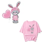 Виниловые нашивки с мультяшным Кроликом, термотрансферные наклейки для детей, нашивки для одежды для девочек, футболка сделай сам, термопресс для аппликации