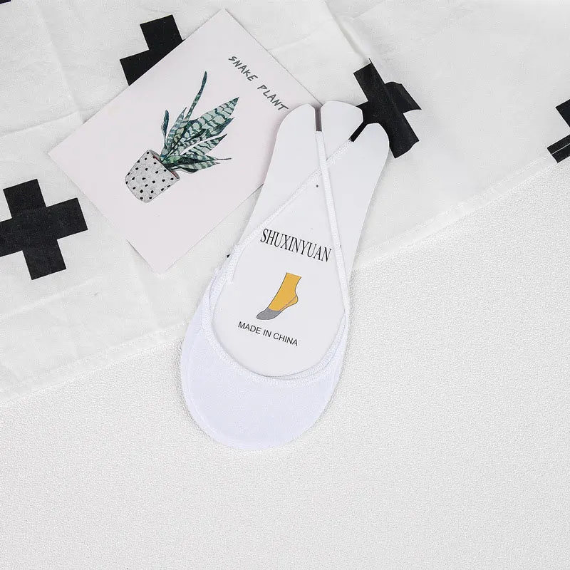 white SP& CITY/мягкие хлопковые тапочки; женские цветные носки на высоком каблуке; Модные женские дышащие носки-башмачки; летние короткие невидимые носки - Цвет: white